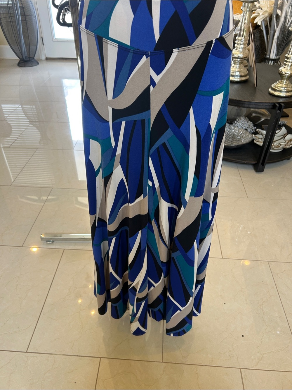 Jones New York Blue Jacket Coco Bianco Abstract Wide-Leg Pants